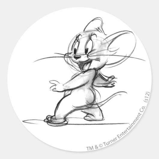 Jerry Side Sketch Ronde Sticker (Voorkant)