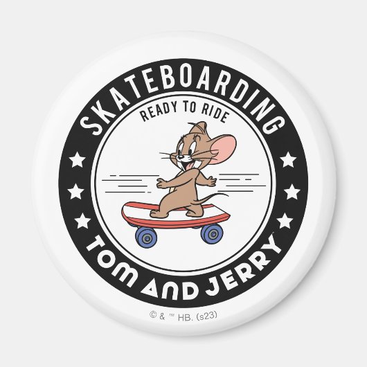 Jerry Skateboarding - klaar om te rijden Magneet (Voorkant)