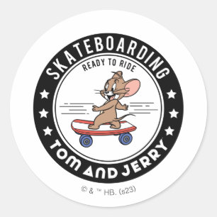 Jerry Skateboarding - klaar om te rijden Ronde Sticker