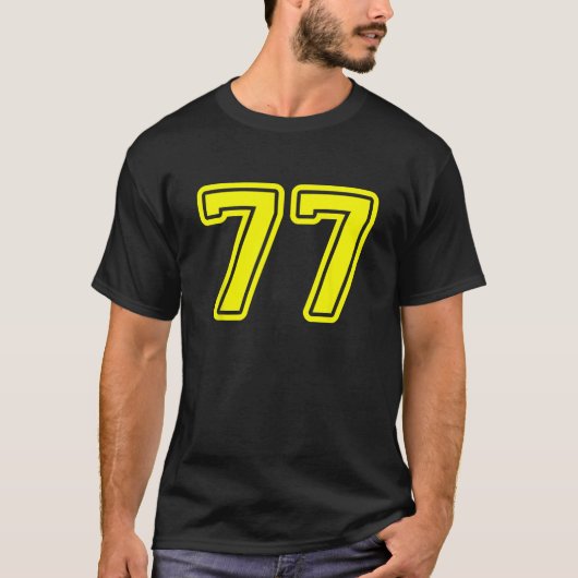 Jersey 77 Gele Sport Team Jersey Nummer 77 T SH T-shirt (Voorkant)