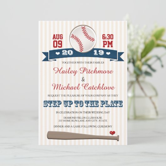 Jersey Baseball Thlekte Wedding Invitations Kaart (Staand voorkant)