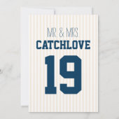 Jersey Baseball Thlekte Wedding Invitations Kaart (Achterkant)
