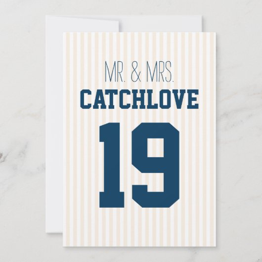 Jersey Baseball Thlekte Wedding Invitations Kaart (Achterkant)