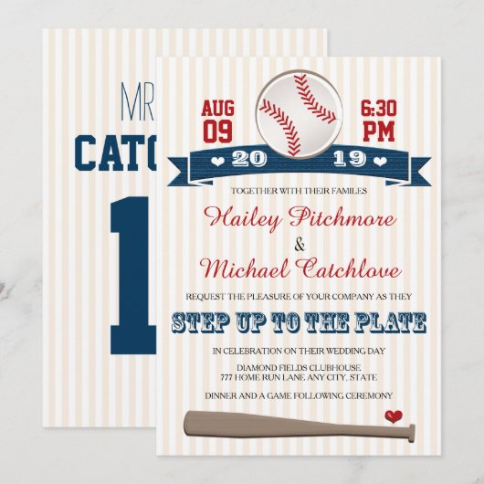 Jersey Baseball Thlekte Wedding Invitations Kaart (Voorkant / Achterkant)