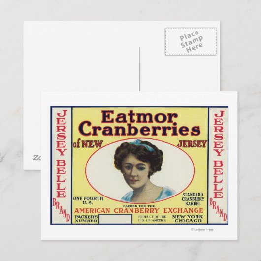 Jersey Belle Eatmor Cranberries Brand Label Briefkaart (Voorkant / Achterkant)