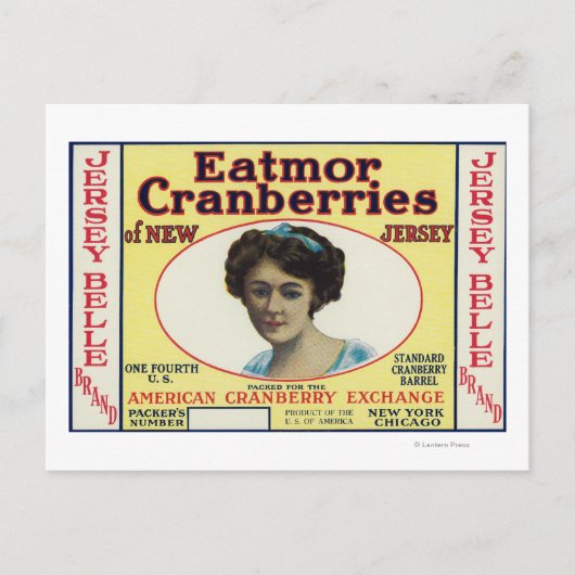 Jersey Belle Eatmor Cranberries Brand Label Briefkaart (Voorkant)