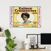 Jersey Belle Eatmor Cranberries Brand Label Poster (Thuiskantoor)