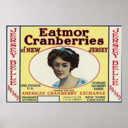 Jersey Belle Eatmor Cranberries Brand Label Poster (Voorkant)