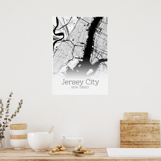 Jersey City Map - New Jersey - City Map Poster (Keuken)