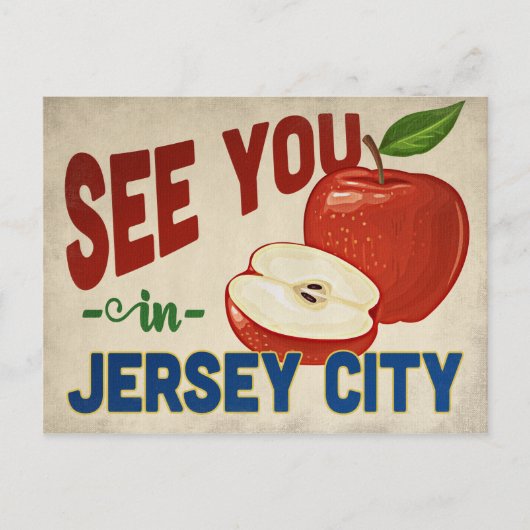 Jersey City New Jersey Apple - Vintage Travel Briefkaart (Voorkant)