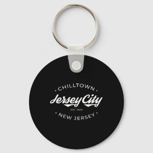 Jersey City New Jersey Chilltown - Zwart - Klein - Sleutelhanger