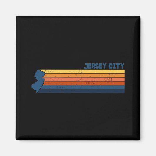 Jersey City New Jersey City Retro  Magneet (Voorkant)