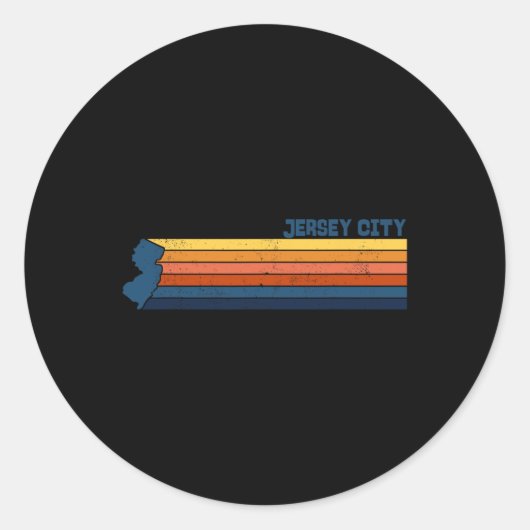 Jersey City New Jersey City Retro  Ronde Sticker (Voorkant)