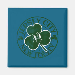 Jersey City New Jersey Ierse Shamrock Nj Retro Sou Magneet
