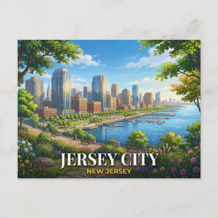 Jersey City New Jersey Reizen Briefkaart