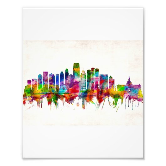 Jersey City New Jersey Skyline Foto Afdruk (Voorkant)