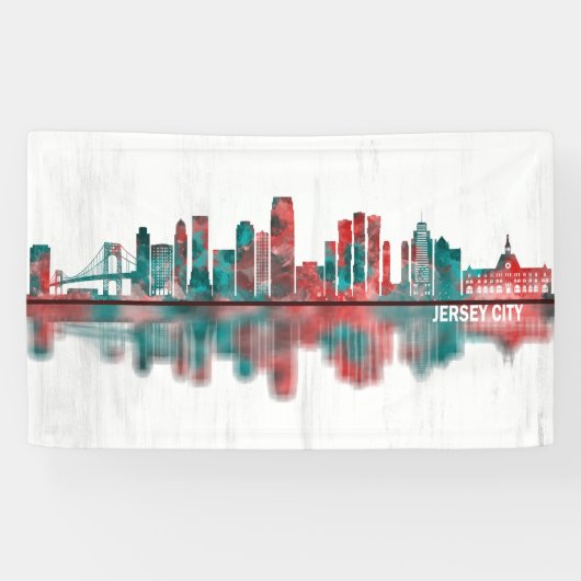 Jersey city New Jersey Skyline Spandoek (Horizontaal)