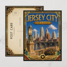 Jersey City New Jersey Vintage Art Deco Gouden Tij
