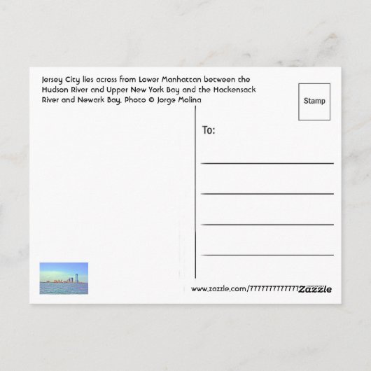 Jersey City, New Jersey, VS. Briefkaart (Achterkant)