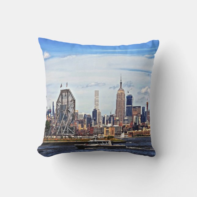 Jersey City NJ - Politieboot bij Colgate Clock Kussen (Voorkant)