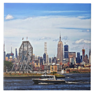 Jersey City NJ - Politieboot bij Colgate Clock Tegeltje