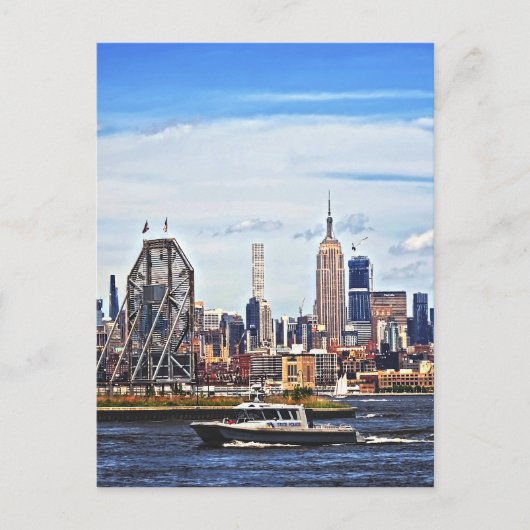 Jersey City NJ - Politieboot door colgate Clock Briefkaart (Voorkant)