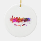 Jersey City skyline in waterverf Keramisch Ornament (Voorkant)