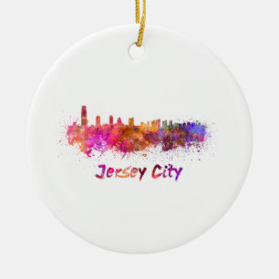 Jersey City skyline in waterverf Keramisch Ornament