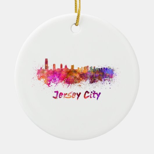 Jersey City skyline in waterverf Keramisch Ornament (Voorkant)