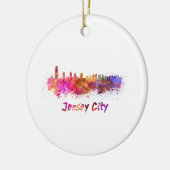 Jersey City skyline in waterverf Keramisch Ornament (Links)