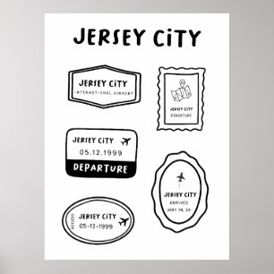 Jersey City - Travel Stamp Collectie De Poster
