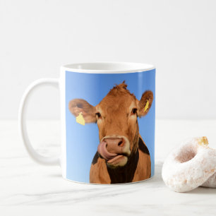 Jersey Cow Licking zijn Nose Koffiemok