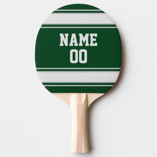 Jersey Dark Green en Gray Personalized Tafeltennisbatje (Voorkant)