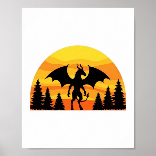 Jersey Devil Zonsondergang — Vintage Cryptid Poster (Voorkant)