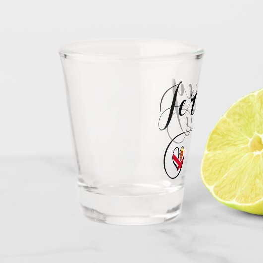 Jersey Flag Heart, Kanaaleilanden Shot Glas (Links)