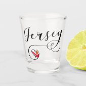 Jersey Flag Heart, Kanaaleilanden Shot Glas (Voorkant)