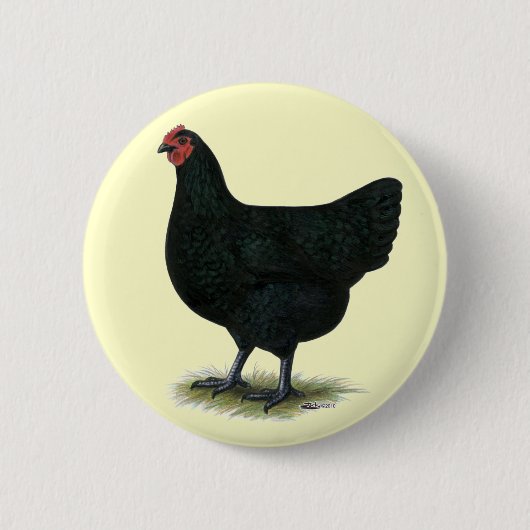 Jersey Giant: Black Hen Ronde Button 5,7 Cm (Voorkant)