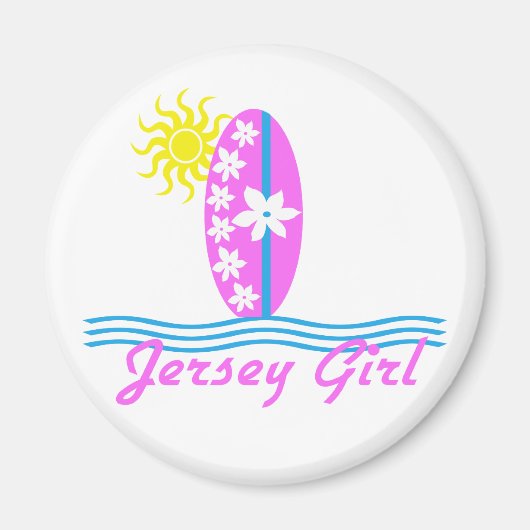 Jersey Girl baby Bodysuit roze Surfboard W/Sun Magneet (Voorkant)
