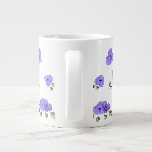 "Jersey Girl" met paarse violetten Grote Koffiekop (Achterkant)