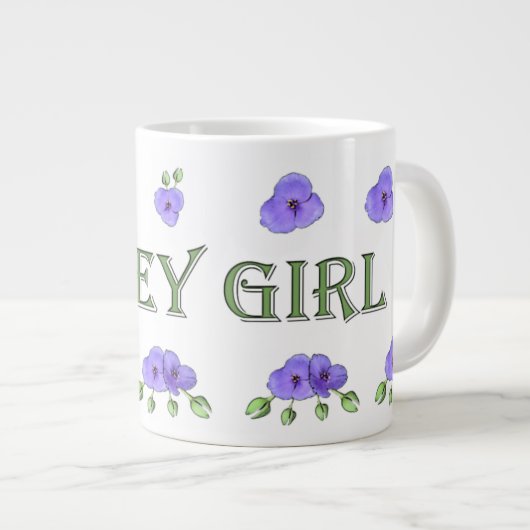 "Jersey Girl" met paarse violetten Grote Koffiekop (Voorkant rechts)