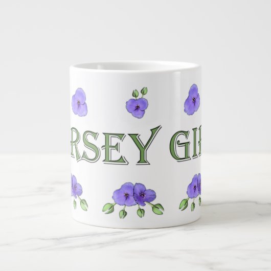 "Jersey Girl" met paarse violetten Grote Koffiekop (Voorkant)