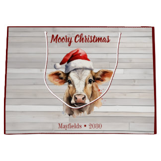 Jersey Koe Barn Wood "Moory Christmas" Groot Cadeauzakje