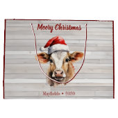 Jersey Koe Barn Wood "Moory Christmas" Groot Cadeauzakje (Achterkant)