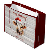 Jersey Koe Barn Wood "Moory Christmas" Groot Cadeauzakje (Voorkant Gekanteld)