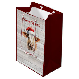 Jersey Koe Barn Wood "Moory Christmas" Medium Cadeauzakje