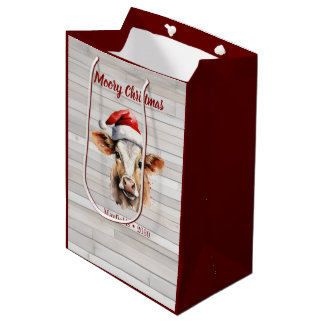 Jersey Koe Barn Wood "Moory Christmas" Medium Cadeauzakje