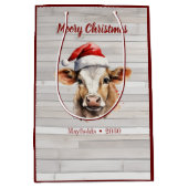 Jersey Koe Barn Wood "Moory Christmas" Medium Cadeauzakje (Voorkant)