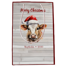 Jersey Koe Barn Wood "Moory Christmas" Medium Cadeauzakje