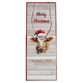 Jersey Koe, Barn Wood "Moory Christmas" Wijn Cadeautas (Achterkant)