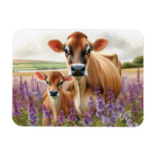 Jersey Koe en Kalf Wildflower Flexible Magneet